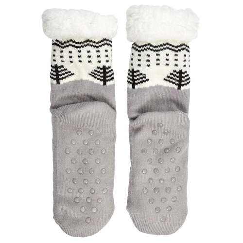 Zimní protiskluzové ponožky Intesi sherpa šedé 39-42 teplé na doma do obýváku