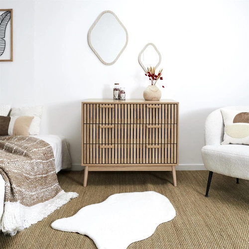 Dřevěná komoda Klaus se zásuvkami 90 cm skandinávská do obýváku a ložnice Intesi