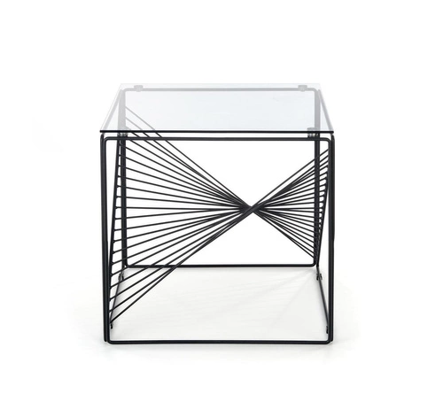 Moderní čtvercový konferenční stolek ze skla černý 50x50 cm do obývacího pokoje Intesi