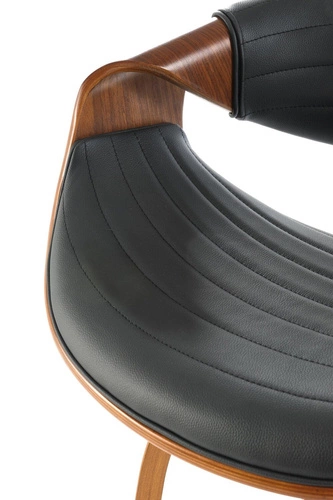 Barová židle Analis černá s opěrkou a područkami do kuchyně loftová ořechová 63 cm Intesi