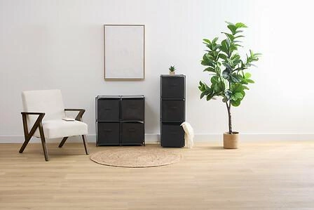 Kovový regál na hračky a knihy se 4 boxy Mix n'Modul černý 5five