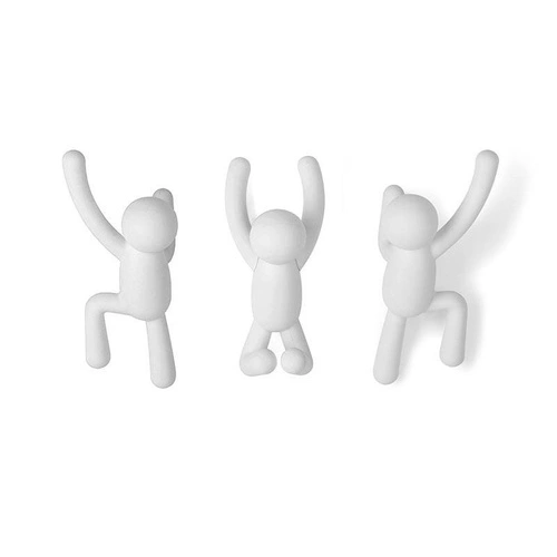 Nástěnný věšák Buddy bílý Umbra moderní do předsíně sada 3 ks