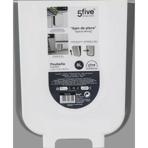 Skládací závěsný odpadkový koš 8L bílý do kuchyně a koupelny 5five simply smart