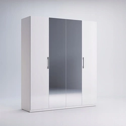 Šatní skříň Flory 4dveřová s zrcadlem bílý lesk moderní do ložnice 178x54 cm