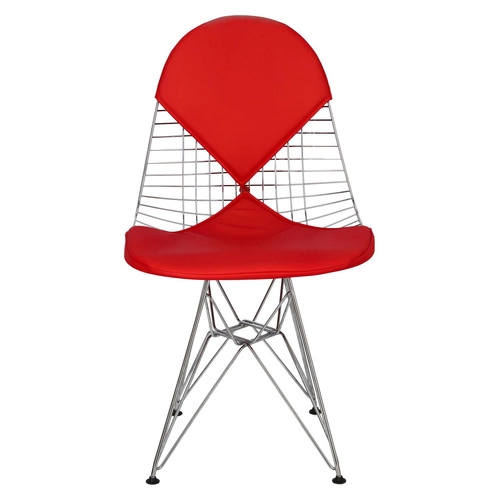 Kovová jídelní židle Net Double červená moderní drátěná D2.DESIGN chromovaná