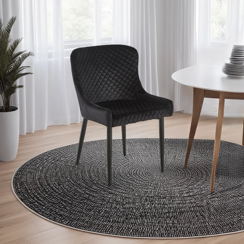 Jídelní židle Luna Intesi černá sametová moderní s opěrkou na kovových nohách