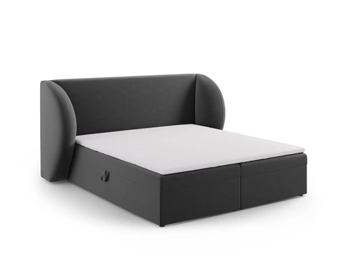 Čalouněná postel Miley 180x200 sametová šedá s úložným prostorem do ložnice glamour