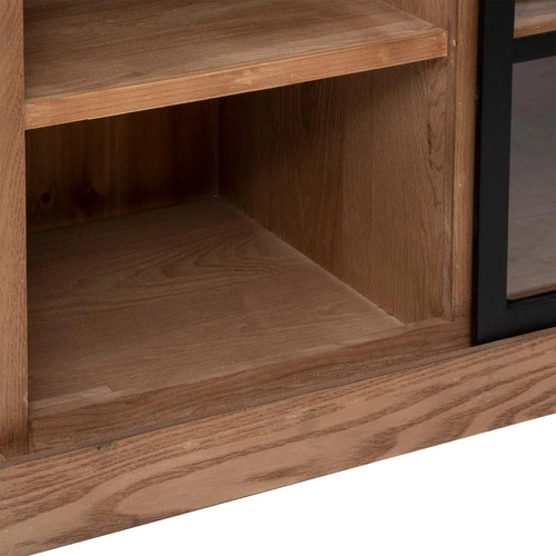 Industriální komoda Danik se sklem, dřevěná komoda do obýváku a ložnice 94 cm Atmosphera