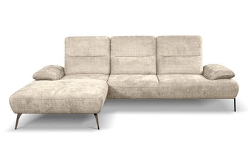 Moderní béžová rohová sedací souprava Rasmus levá s nastavitelným opěradlem do obýváku