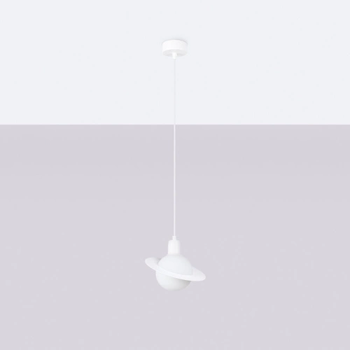 Závěsné svítidlo koule HYPERION 1 bílé moderní do obýváku a jídelny, výškově nastavitelné 125 cm