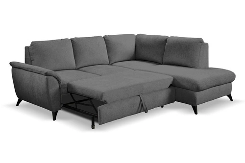 Rohová sedací souprava s rozkladem Nevada šedá moderní do obýváku pravá s úložným prostorem