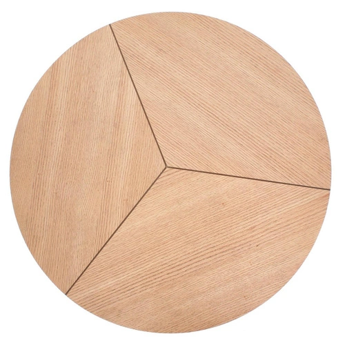 Konferenční stolek Annaba kulatý 80 cm moderní loft dubový s kovovou podstavou do obývacího pokoje