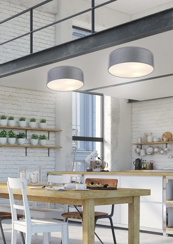 Stropní svítidlo Kioto 40 šedé moderní textilní do obýváku a jídelny 3bodové