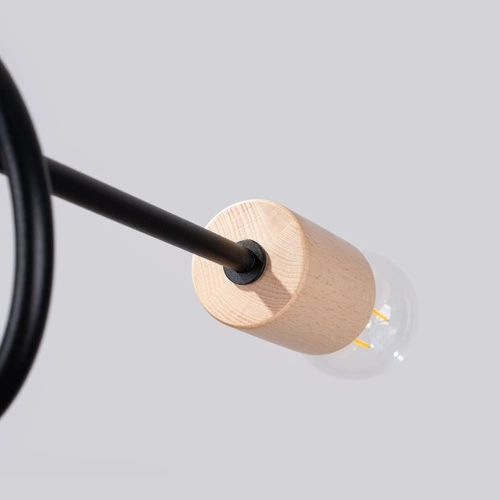 Lustr EMBER 5 černý dřevěný moderní do obýváku a jídelny SOLLUX LIGHTING