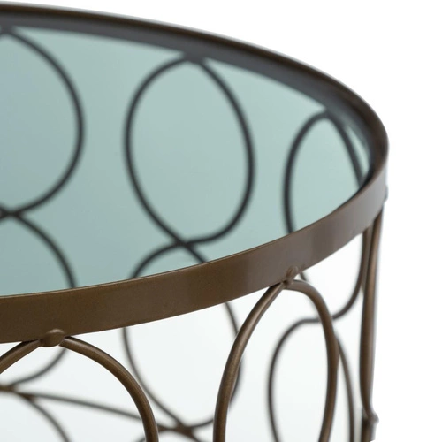 Sada 2 kulatých konferenčních stolků Archi zlaté sklo glamour do obýváku Atmosphera