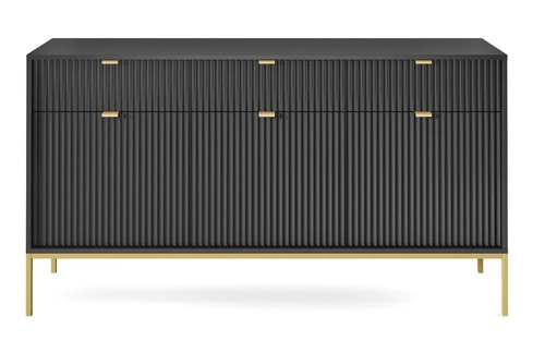 TV skříňka Lahodné rýhované černo-zlaté nohy