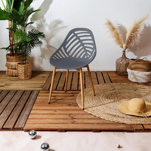 Jídelní a kuchyňská židle Alameda Intesi šedá moderní z plastu a oceli vhodná na zahradu