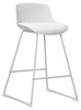 Barová židle s opěrkou Tina bílá moderní do kuchyně a k ostrůvku 66 cm ekokůže Actona
