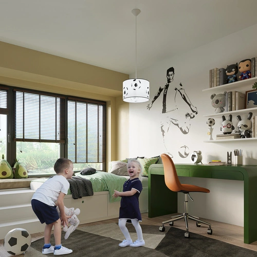 Závěsné svítidlo FOOTBALL A 30 bílo-černé moderní do dětského pokoje s motivem fotbalového míče 30 cm