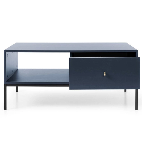 Moderní obdélníkový konferenční stolek Evora modrý se zásuvkou do obýváku Intesi