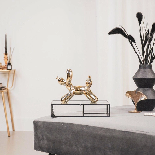 Dekorativní figurka pes balón zlatý HV decor moderní na komodu do obýváku 18 cm