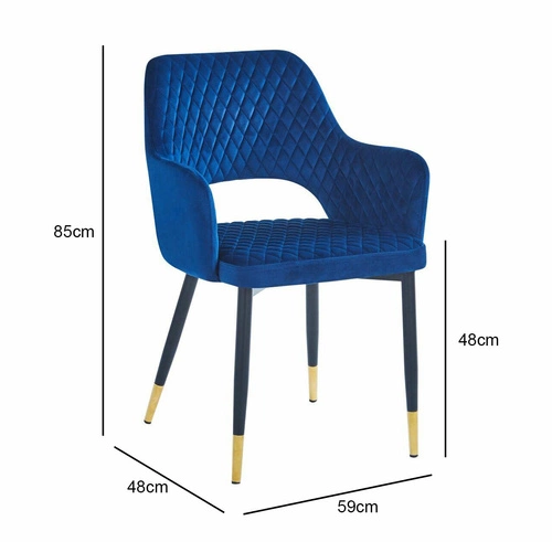 Čalouněná jídelní židle Olivia Velvet modrá s područkami moderní glamour