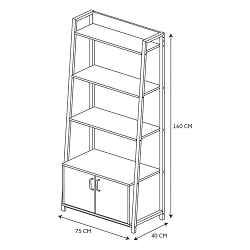 Knihovna loftová kovová s policemi a skříňkami do obýváku a kanceláře 160 cm
