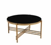 Kulatý skleněný konferenční stolek Bonnie černý zlatý glamour loft do obýváku 79,5 cm Intesi