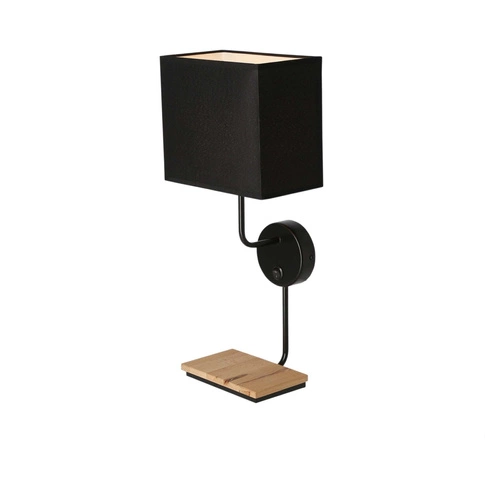 Nástěnná lampa Keto moderní černá kovová s textilním stínidlem a vypínačem do ložnice CANDELLUX