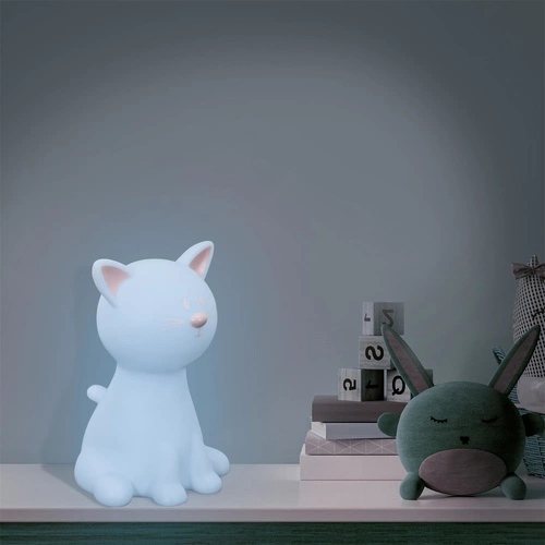 Dětská noční lampička Cat Night bílá moderní přenosná LED s nastavitelnou barvou Intesi