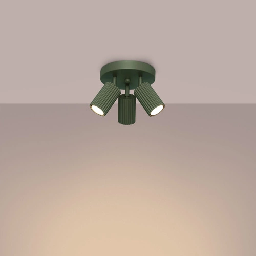 Stropní svítidlo KARBON 3P olivově zelené moderní do obýváku a ložnice hliník