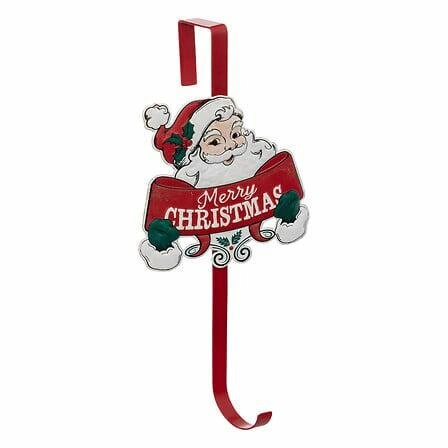 Červený kovový nástěnný věšák s Mikulášem Feeric Christmas do předsíně 38 cm