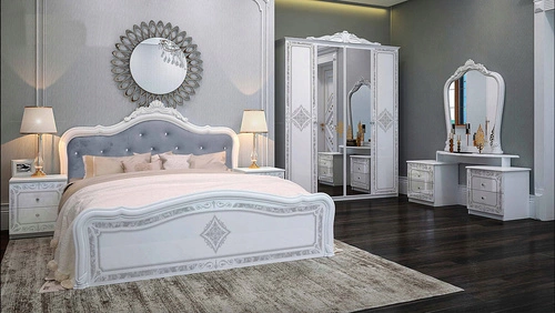 Bílý toaletní stolek Diamante glamour se zásuvkami do ložnice moderní na kosmetiku Intesi