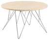 Kulatý konferenční stolek Prunus 80 cm travertin glamour chrom moderní do obýváku