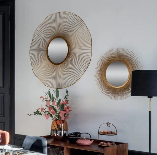 Kulaté zrcadlo do předsíně Soleil Atmosphera zlaté glamour na stěnu 58 cm