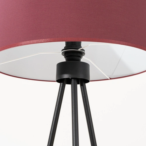 Stojací lampa do obýváku NEVIA burgund moderní s textilním stínidlem na kovové základně