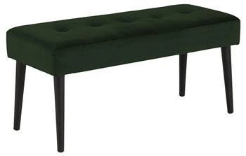 Čalouněná lavice Glory VIC lesní zelená prošívaná do předsíně glamour na černých nohách