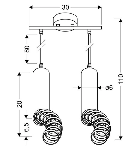 Závěsná lampa Tuba 2x50W GU10 6/30 černá