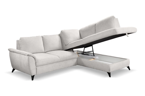 Rohová rozkládací sedačka Nevada šedá pravá moderní do obýváku s úložným prostorem