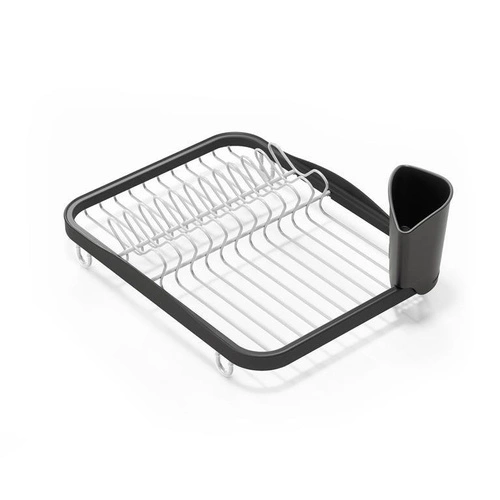 Odkapávač na nádobí na dřez Sinkin Umbra černý moderní kovový s přihrádkou na příbory