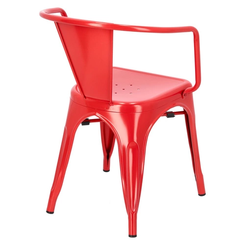 Kovová židle Paris Arms červená inspirovaná Tolixem s područkami do jídelny a kuchyně