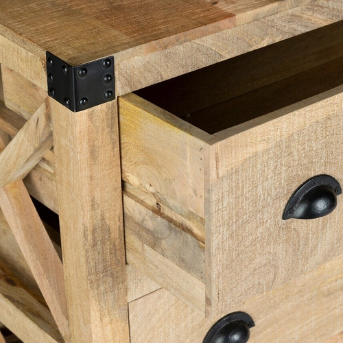 Rustikální dřevěná komoda Silas mango 150 cm se zásuvkami do obýváku Atmosphera