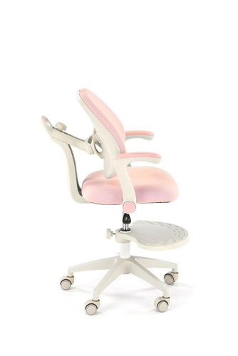 Ergonomická kancelářská židle Menara růžová otočná s opěrkami a podnožkou na studium