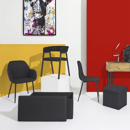 Skládací taburet s úložným prostorem Velse Atom černý obdélníkový moderní do předsíně Intesi