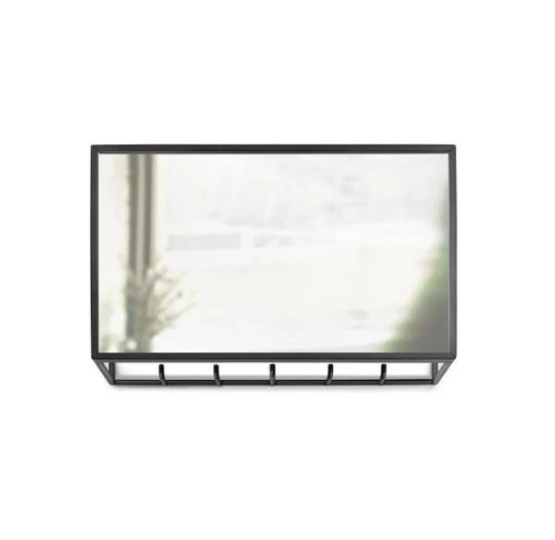 Organizer Cubiko Umbra moderní černý nástěnný věšák se zrcadlem do předsíně