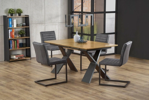 Rozkládací jídelní stůl Intesi Reland moderní loft dub přírodní černé nohy 160–220 cm