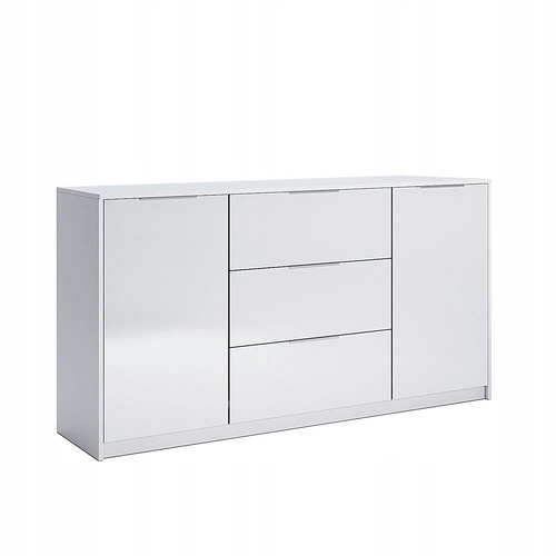 Vysoká bílá komoda Merle s zásuvkami moderní do obývacího pokoje 160 cm lesk