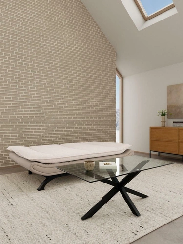 Faith rozkládací dvoumístná sametová béžová pohovka do obývacího pokoje Actona