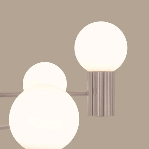 Moderní lustr HALO 6 béžový do obývacího pokoje a jídelny se skleněnými kulovitými stínidly