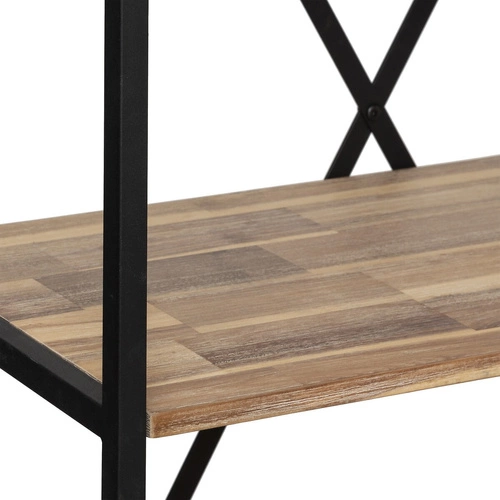 Industriální knihovna Edena Atmosphera černá kovová s akáciovými policemi 180 cm